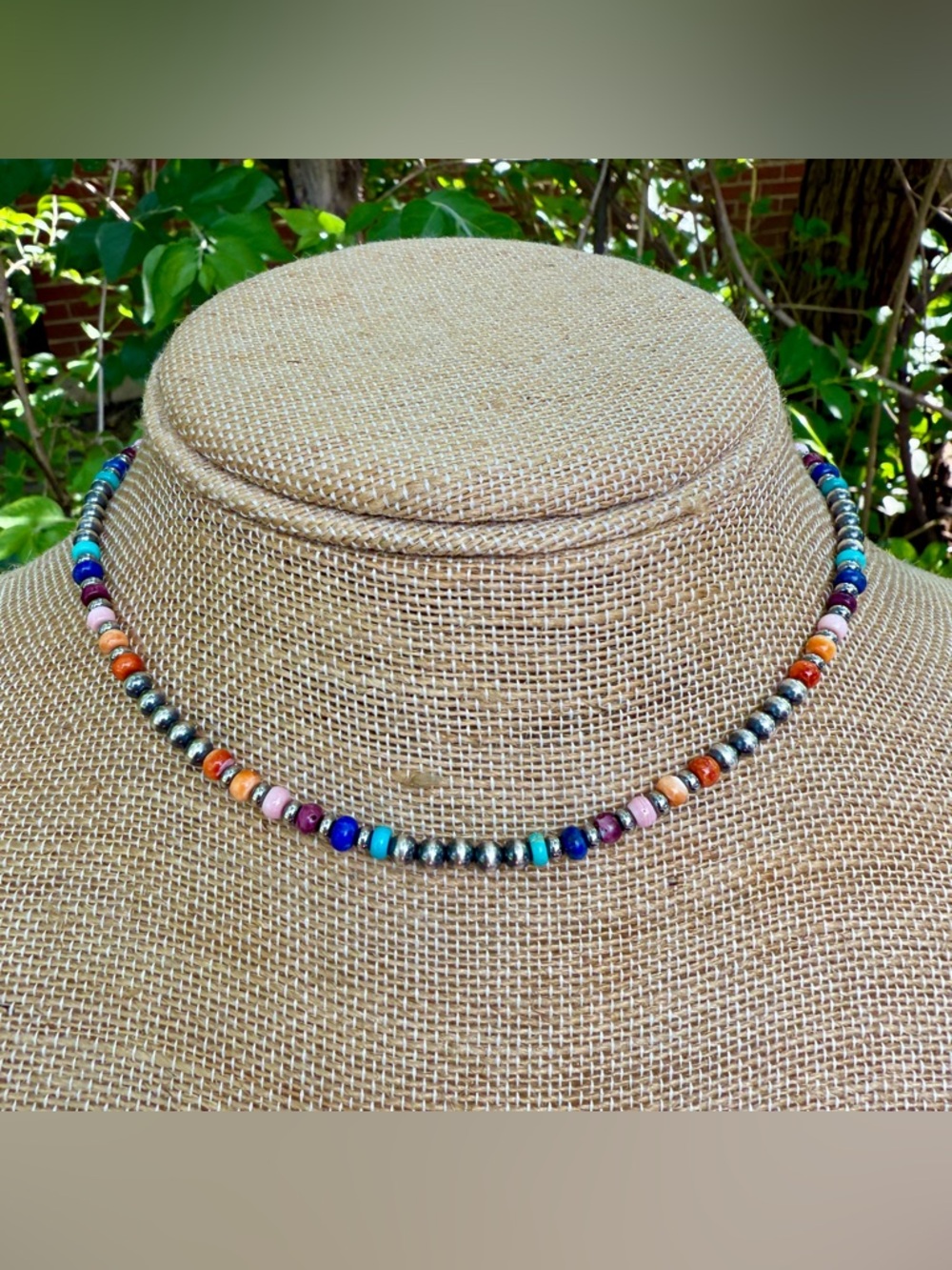15” Genuine Sterling Silver ‘Navajo Pearls’ Style Desert Pearl Necklace